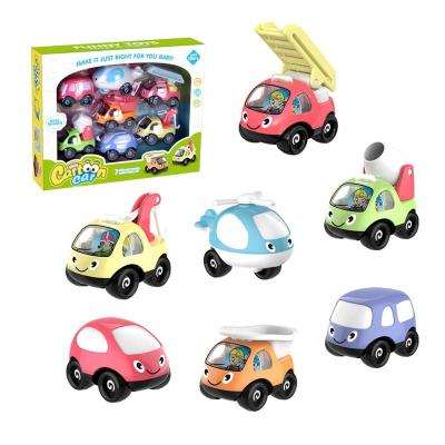 China Cartoon Car Toys New Children Play Car Toy For Sale 7pcs Mini Cartoon Sliding Engineering Model for sale