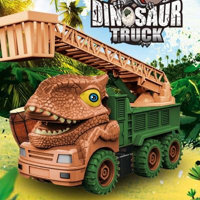 China Funny DIY New Dinosaur Inertia Powered Car Six Wheel Animal Monster Dino Toys Vehicle For Boys for sale