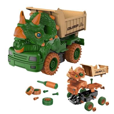 China Funny DIY Vehicle Kids Disassembly DIY Dinosaur Inertia Car Toys Dinosaur Engineering Truck for sale