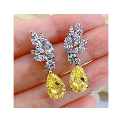 China Fashion CLASSIC Jewelry Yellow Water Drop Gemstone Flower Drop Earrings For Women Party for sale