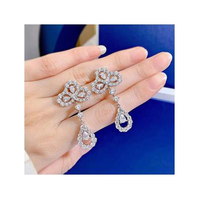 China Fashion CLASSIC jewelry good quality 925 DIY silver plated Diamond Earrings for women wedding engagement for sale