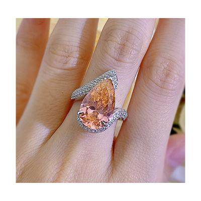 China Water Drop CLASSIC Good Quality Wholesale Orange Diamond 925 Silver Rings For Women Birthday Gift for sale