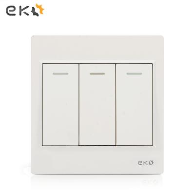 China Modern Home Wall Switch British Standard 3 Gang 1 Gang 2 Way 86*86 Easy Installation Easy Installation Wall Mounted for sale