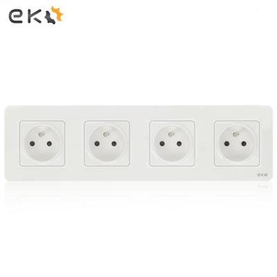 China Factory OEM White European Standard German Electrical Hardware Easy Installation 4 Strip Wall Outlet 250V for sale