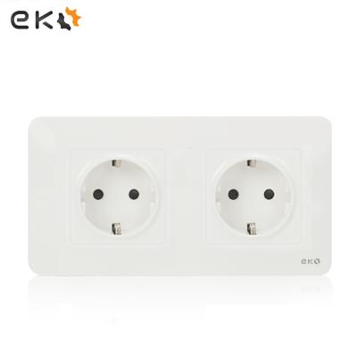 China Small European Household 16a 250v Double Double Socket Easy Installation OEM Style Wall Socket Outlet Outlet Price for sale