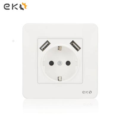 China Easy Installation 16A Double Power USB Wall Socket Outlet Germany European Standard Power Socket for sale