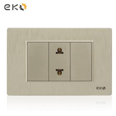 China Modern Design Custom Gold Easy Installation China Wall Switch 2 Strip Electrical Outlet With Plug for sale