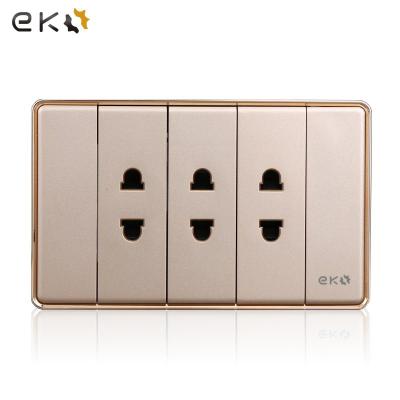 China Modern Design Electric 16A 2 Pin Triple Wall Outlets And Switches Easy Installation For Home Hotel 16A USA Standard Wall Outlet for sale