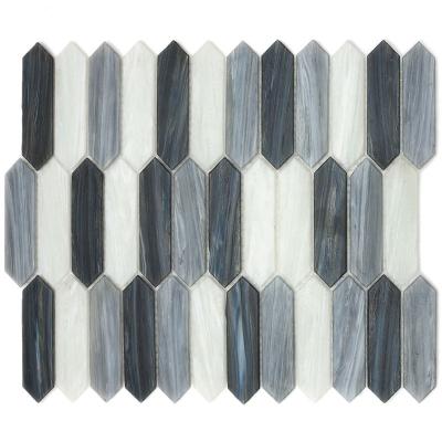 China Newcomer 25 x 98 mm long chandelier glass mosaic barthoom custom hexagonal kitchen wall slab parquet for sale