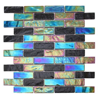 China High quality anti-slip glass mosaic pool tile de mosaico de piscina 3d parquet rectangle for sale