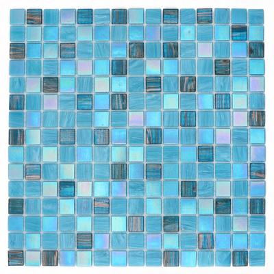 China China Wholesale Parquet CNK Hot Melt Glass Pool Slab Dark Blue Mosaics for sale