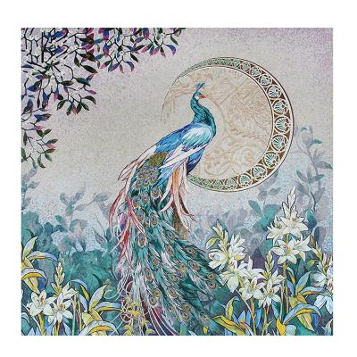 China C&K China Parquet Manufacturer Peacock and Bird Mosaic Art Deco Slabs Wall Mural for sale