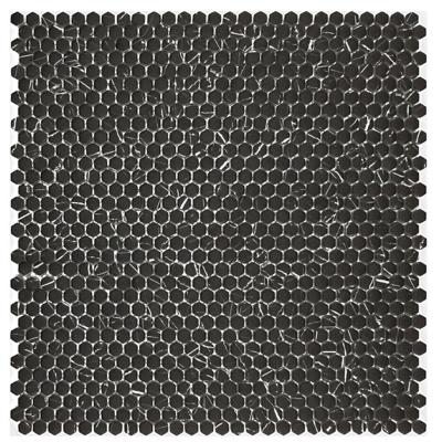 China Wholesale 10mm mosaic tile nero marquina black hexagon slab mini mosaic tile flooring for bathroom wall for sale