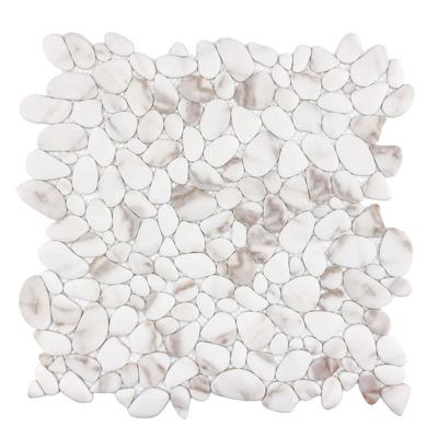 China CNK China factory price white glass mosaic pebble slab shower floor for sale