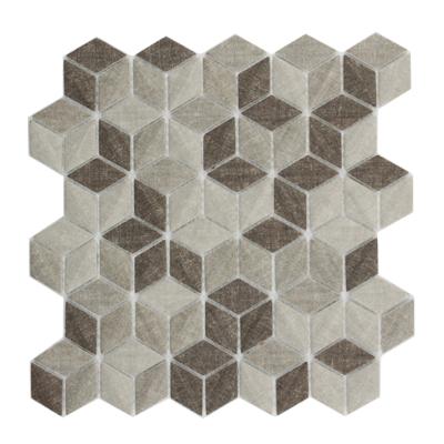 China China Wholesale Parquet CNK Brown Diamond 3d Mosaic Glass Slabs For Bathroom for sale