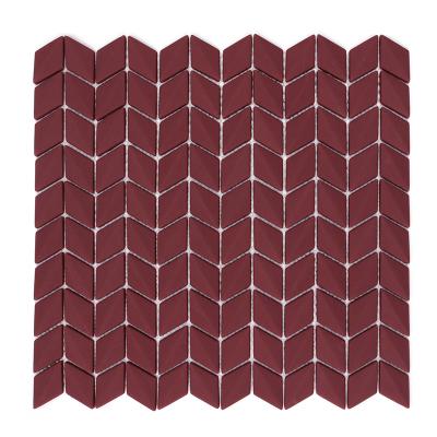 China CNK Parquet Manufacturer China Red Rhombus Glass Mosaic Slab Kitchen Slab for sale