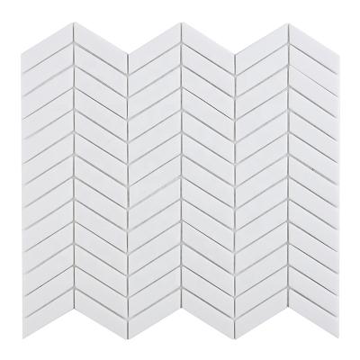 China CNK Parquet Manufacturer China Herringbone Glass Mosaic Backsplash White Kitchen Slab for sale