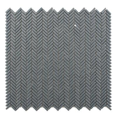 China CNK China Flooring Mosaic Wholesale Blue Glass Mosaic Herringbone Backsplash Slab for sale