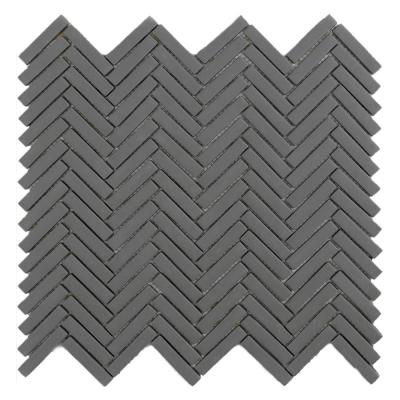 China CNK China parquet manufacturers reused glass gray herringbone mosaic tile for sale