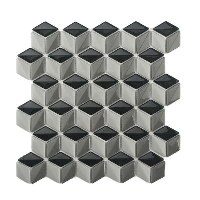 China CNK China Wholesale Black Diamond 3d Mosaic Glass Wall Bathroom Slab for sale