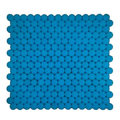 China Wholesale C&K China Parquet Mosaic Blue Luminous Round Glow In The Dark Bathroom Slabs for sale