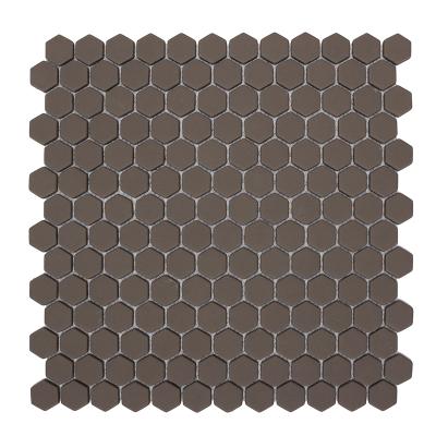 China CNK China Wholesale Gray Parquet Mesh Mosaic Glass Hexagon Tiles Flooring For Bathroom for sale