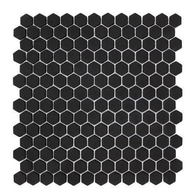 China Wholesale Black Parquet CNK China Glass Mosaic Bathroom Hexagon Slabs For Sale for sale