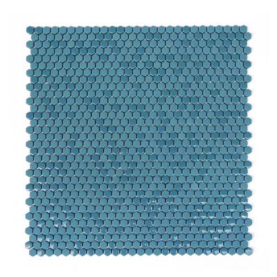 China CNK China Manufacturer Green Hexagon Mosaic Slab Decorative Glass Wall for sale