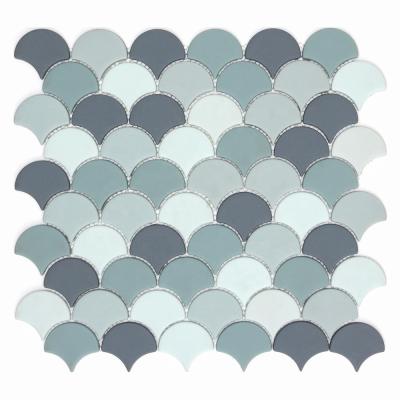 China Wholesale Modern Mosaic Green Scale Parquet CNK China Fish Shower Wall Slab for sale