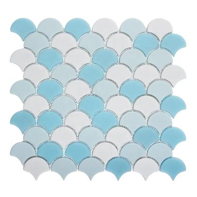 China Wholesale Blue Scale Mosaic Parquet CNK China Modern Fish Kitchen Backsplash Slab for sale