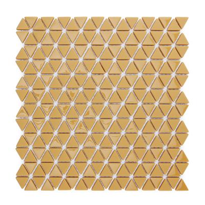 China Wholesale Flooring CNK China Yellow Triangle Mosaic Decorative Bathroom Slab for sale