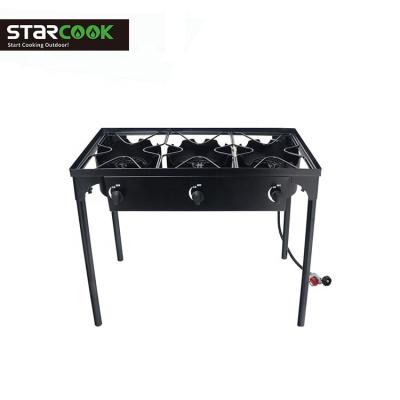 China Easily Cleaned Powerful Cast Iron Camping Stove 3 Burner Stove For Home Party for sale