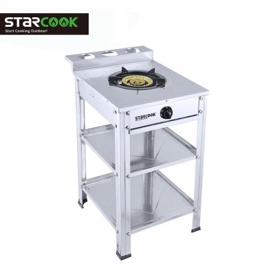 China Outdoor Standing Gas Cooker Stainless Steel With 1 Burner BBQ Gas Grill Camping Gas Stove for sale