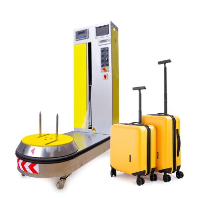 China Full Automatic CLOTHING Turntable Carton Box Shrink Stretch Film Pallet Airport Plastic Luggage Wrapping Machine for sale