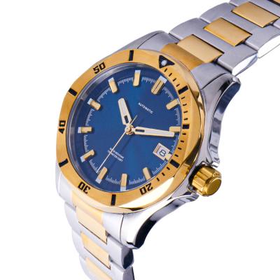 China Water Resistant Stainless steel with gold case watch logo custom  Men's mechanical watch oem luxury watch for sale