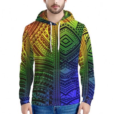 China Anti-Wrinkle Rasta Color Men Hoodie Classic Male Sweatshirt Long Sleeve Pullover Custom Oversized Polynesian Tribal Pullover Design for sale