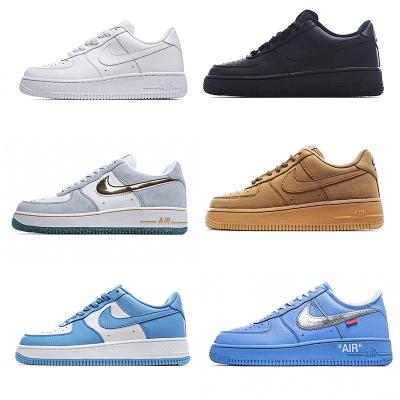 China Durable Sneakers Mens Low Top Skateboard Shoes Casual Sports Womens EVA Unisex Rubber White New Force OG Air 1 All-match Classic 1 for sale