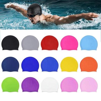 China Eco-Friendly Durable Waterproof Silicone Swimming Caps Adults Men Women Waterproof Swim Pool Cap Ear Protect Silicone Cap Diving Manufacturer for sale