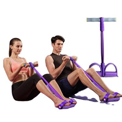 China High Elasticity Belly Trimmer Resistance Pedal Tube Resistance Band 4 Tube Yoga Strap Home Exercise Latex Foot Pedal Resistance Band for sale