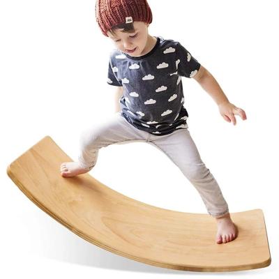 China Eco-friendly Wholesale Wooden Yoga Balance Board Curvy Wooden Kids Balance Board Fitness for sale