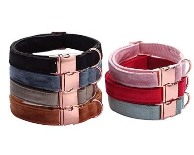 China Velvet Pet Collar Solid Color Dog Collar JEWELED Adjustable Soft Comfortable Pet JEWELED With Metal Buckle for sale