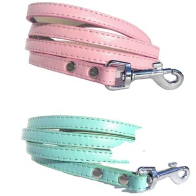 China High Quality Viable Pure Color PU Leather Pet Leash Attached To Pet Collar With Metal Buckle Dog Leash for sale