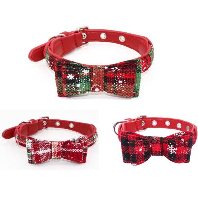 China 2021 Personalized Adjustable Dog Collar Cat Metal Buckle Cotton Polyester Pet Collars Lattice British Cute Bowknot for sale