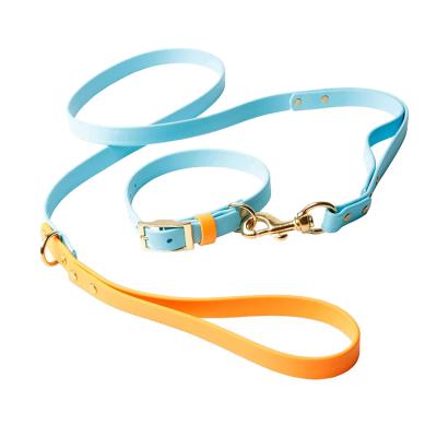 China Quick Release Pet Collars And Leashes Waterproof Stylish Design PVC Dog Collar Leash Set Easy To Clean Thoughtful For Outdoor for sale