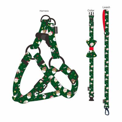 China New Stocked Christmas OEM/ODM Dog 6 Piece Set And Leash Pet Harness Harness Set Adjustable Pet Collar Pet Collar for sale