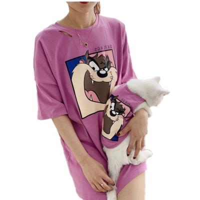 China Assorted clothesropa designer pet cat spring summer viable vest and humandog apparel T-shirt Para mascota for sale