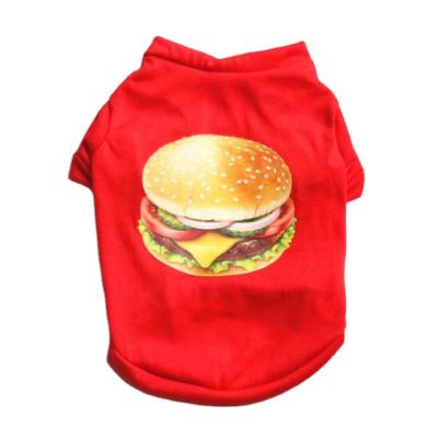 China Sustainable Red Spring And Summer Burger Style Pet Clothes Soft And Comfortable T Shirt Cotton For Dogs for sale