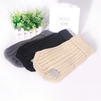 China Stocked Solid Color Cute Hand Knit Puppy Sweater Winter Keep Warm Sweater Clothes For Pet Crochet Plush for sale