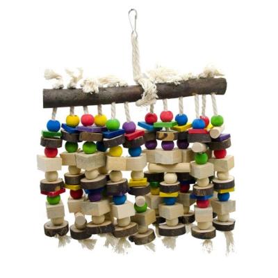 China Amazon Sustainable Success Wooden Standing Swing Bird Chew Toy Multicolour Parrot Bird Toys for sale