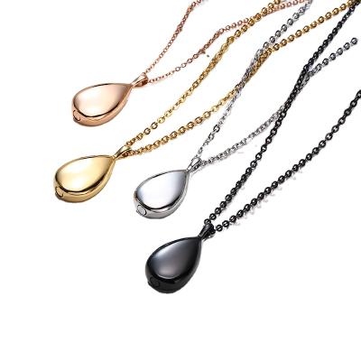 China Stainless Steel Women Fashion Water Viable Drop Necklace Ash Urn Pendant Keepsake Memorial Cremation Pendant Necklace for sale